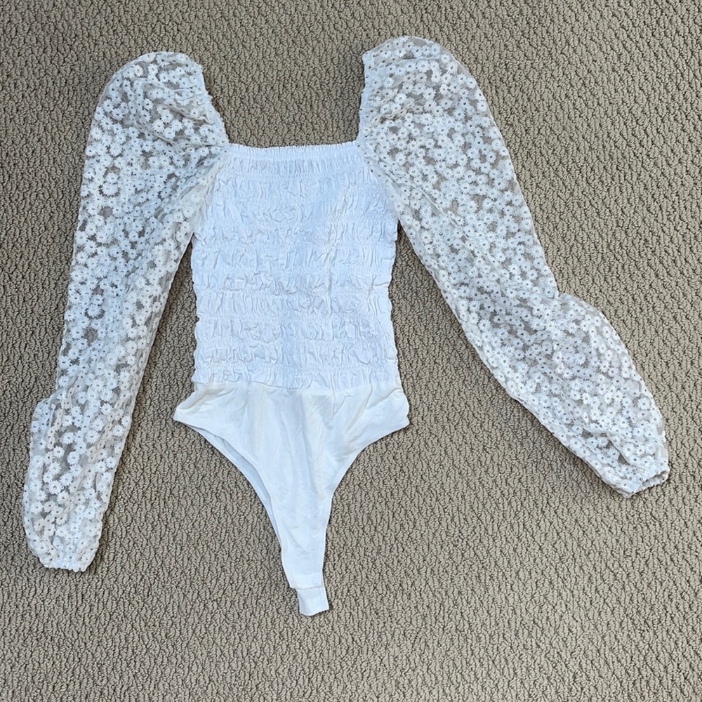 Floral white bodysuit